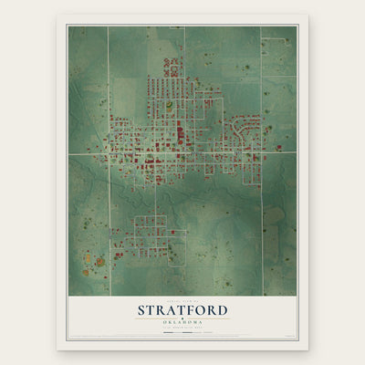 Stratford, Oklahoma map print, the full design