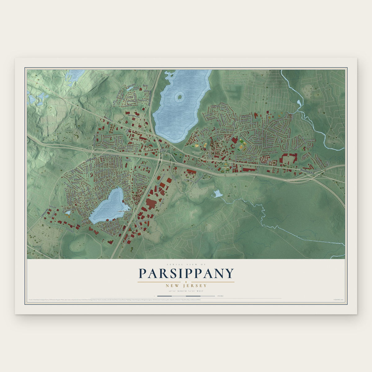 Parsippany, New Jersey map print, the full design