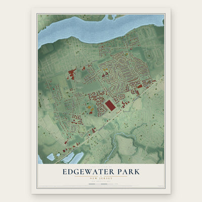 Edgewater Park, New Jersey map print, the full design