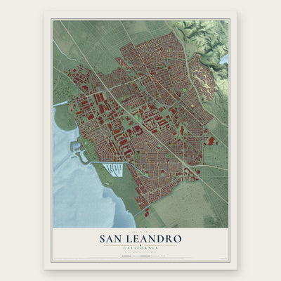 San Leandro, California map print, the full design