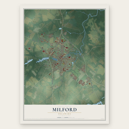Milford, Delaware map print, the full design