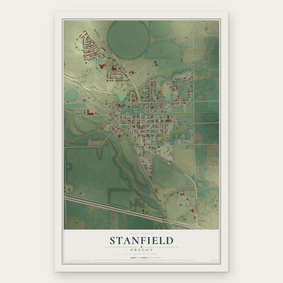 Stanfield, Oregon map print, the full design