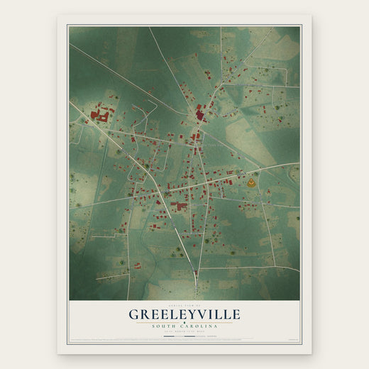 Greeleyville, South Carolina map print, the full design