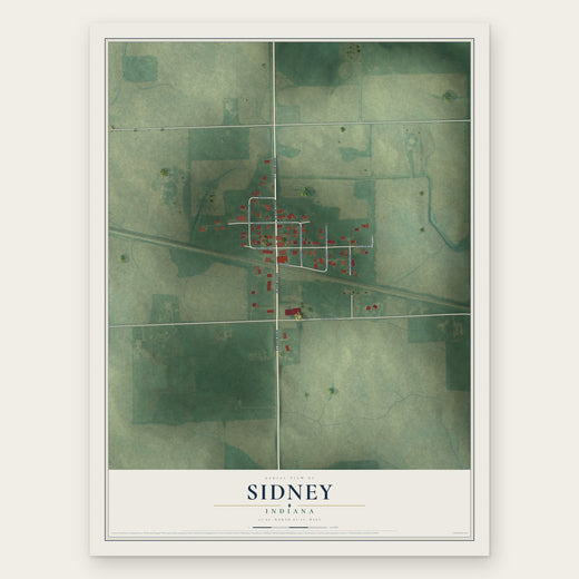 Sidney, Indiana map print, the full design