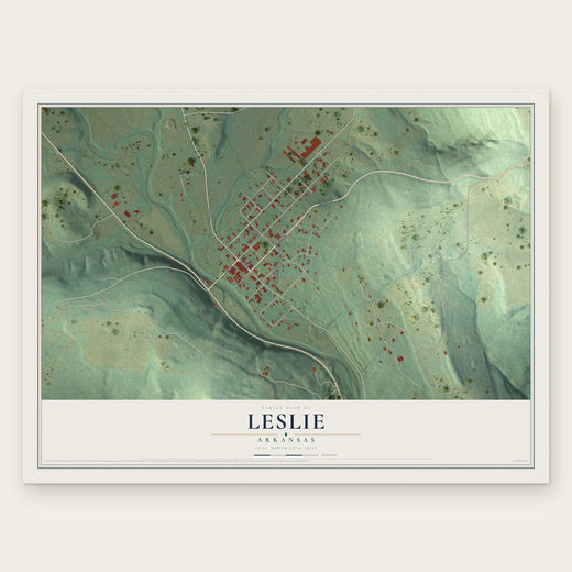 Leslie, Arkansas map print, the full design