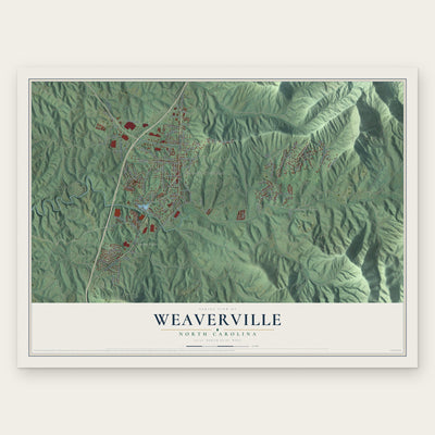 Weaverville, North Carolina map print, the full design