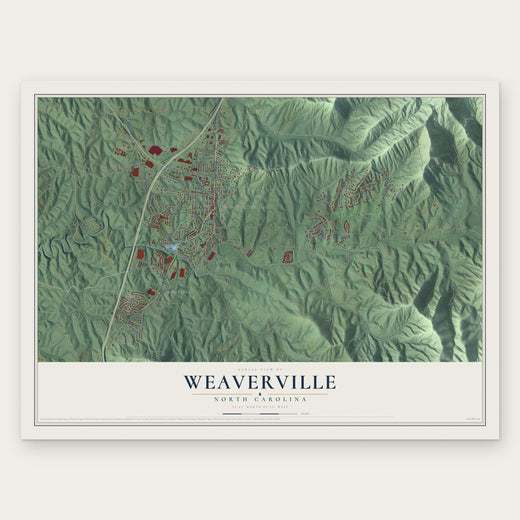 Weaverville, North Carolina map print, the full design