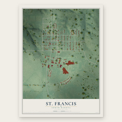 St. Francis, South Dakota map print, the full design