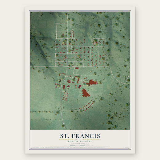 St. Francis, South Dakota map print, the full design