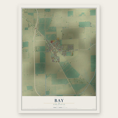 Bay, Arkansas map print, the full design