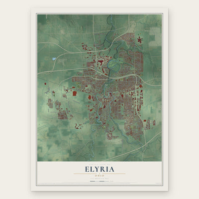 Elyria, Ohio map print, the full design