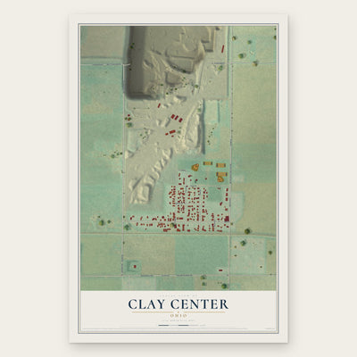 Clay Center, Ohio map print, the full design