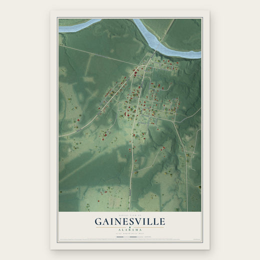 Gainesville, Alabama map print, the full design