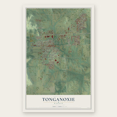 Tonganoxie, Kansas map print, the full design