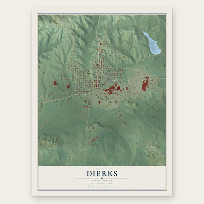 Dierks, Arkansas map print, the full design