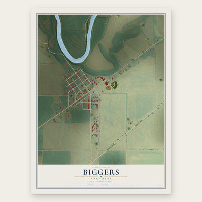 Biggers, Arkansas map print, the full design