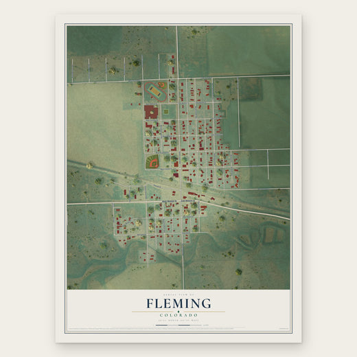 Fleming, Colorado map print, the full design