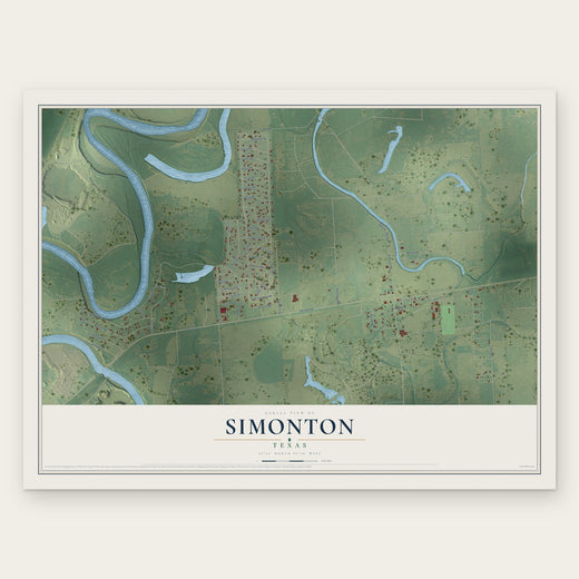 Simonton, Texas map print, the full design