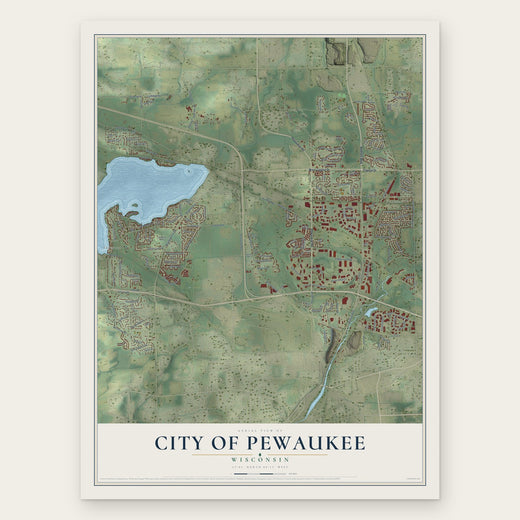 Pewaukee, Wisconsin map print, the full design