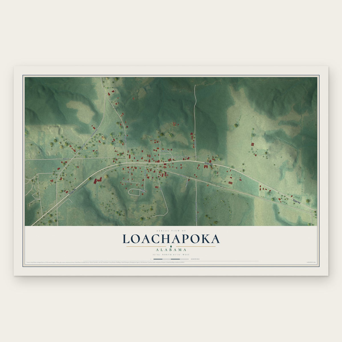 Loachapoka, Alabama map print, the full design