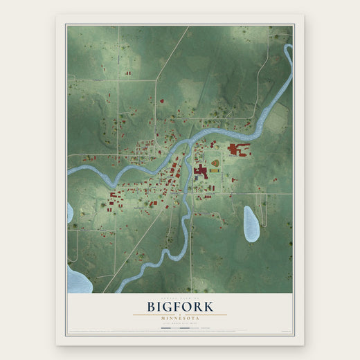 Bigfork, Minnesota map print, the full design