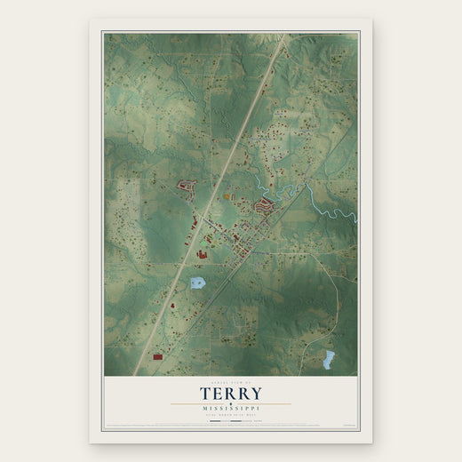 Terry, Mississippi map print, the full design