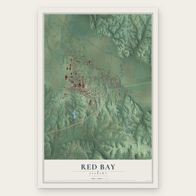 Red Bay, Alabama map print, the full design