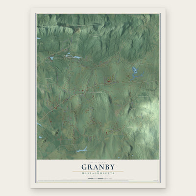 Granby, Massachusetts map print, the full design