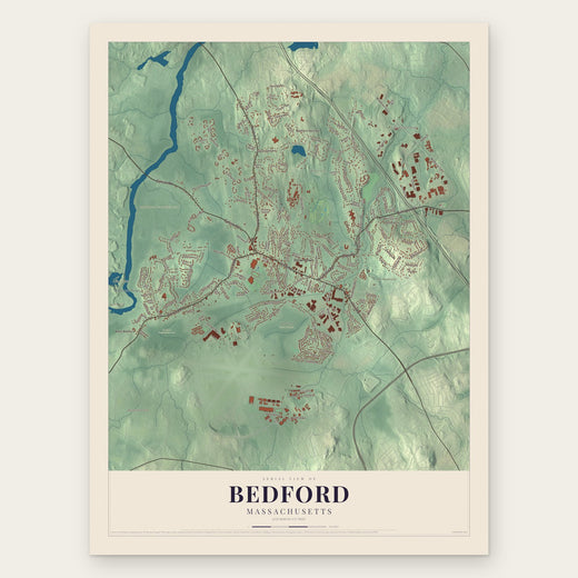 Bedford, Massachusetts map print, the full design