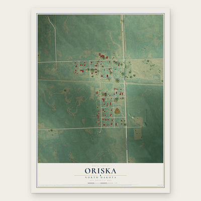 Oriska, North Dakota map print, the full design