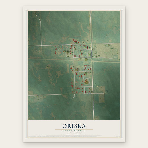 Oriska, North Dakota map print, the full design