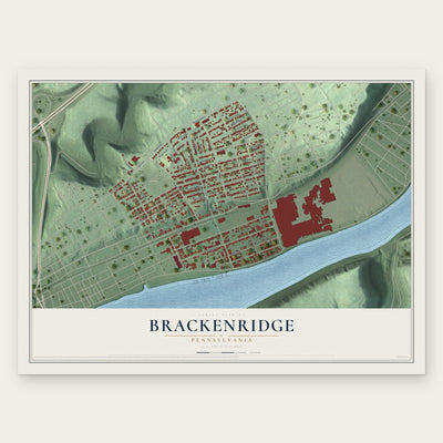 Brackenridge, Pennsylvania map print, the full design