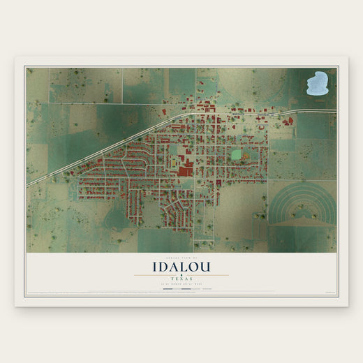 Idalou, Texas map print, the full design