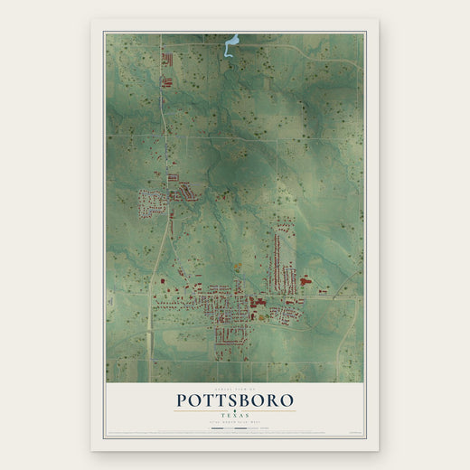 Pottsboro, Texas map print, the full design