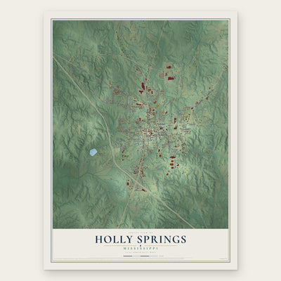 Holly Springs, Mississippi map print, the full design