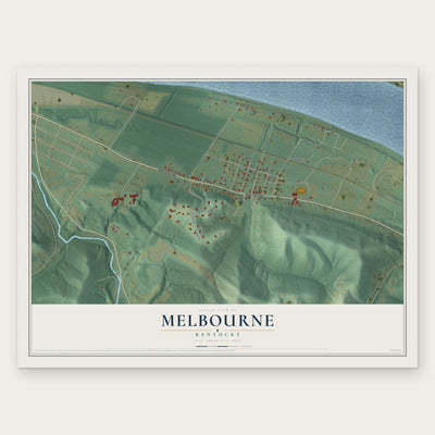 Melbourne, Kentucky map print, the full design