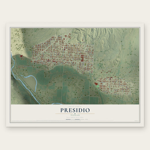 Presidio, Texas map print, the full design