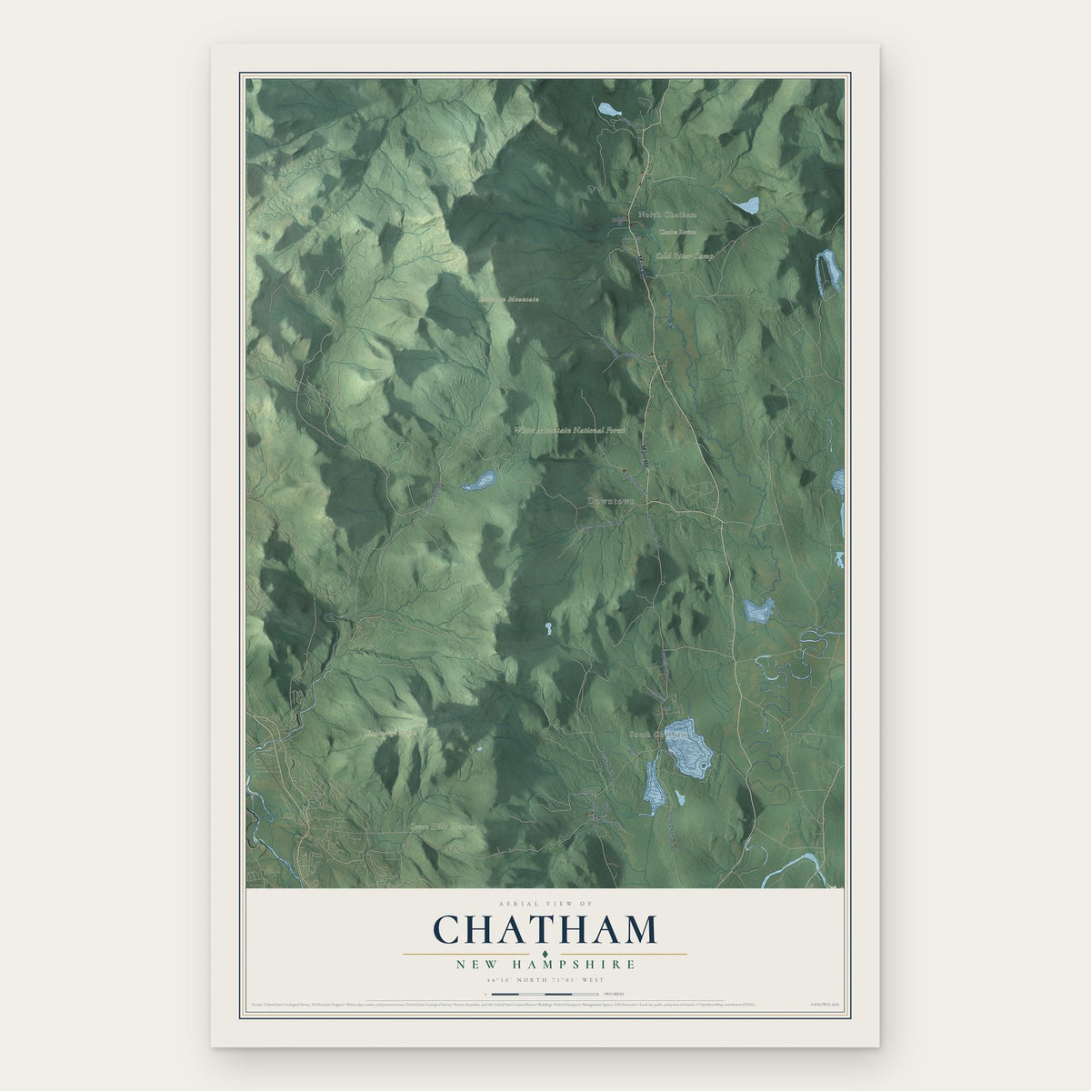Chatham, New Hampshire map print, the full design