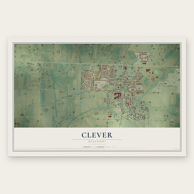 Clever, Missouri map print, the full design