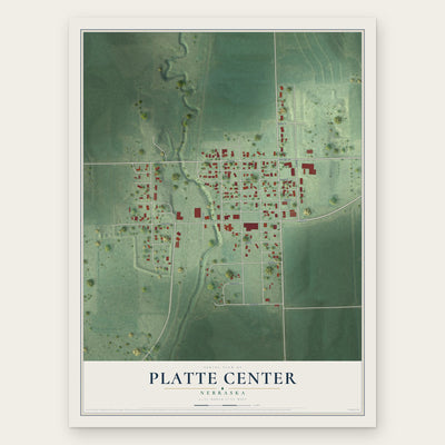 Platte Center, Nebraska map print, the full design