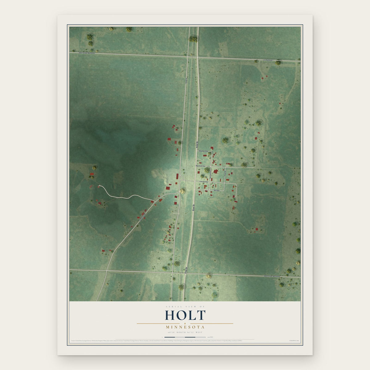 Holt, Minnesota map print, the full design