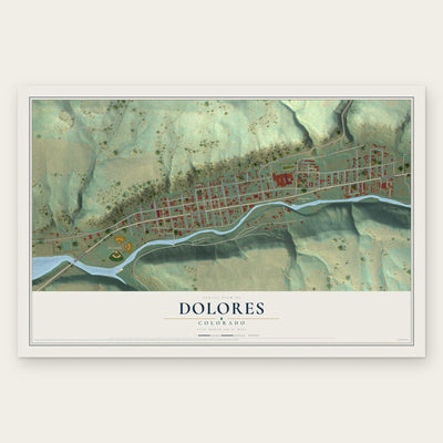 Dolores, Colorado map print, the full design