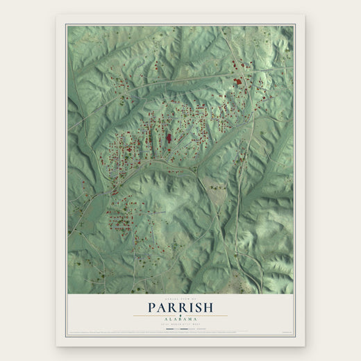 Parrish, Alabama map print, the full design