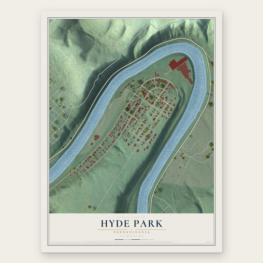 Hyde Park, Pennsylvania map print, the full design