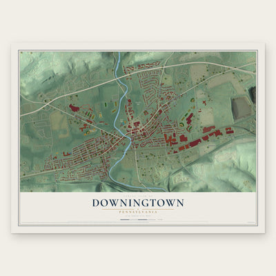 Downingtown, Pennsylvania map print, the full design