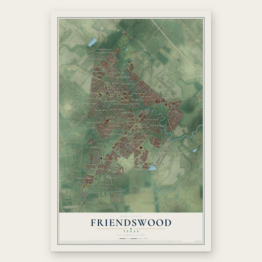 Friendswood, Texas map print, the full design