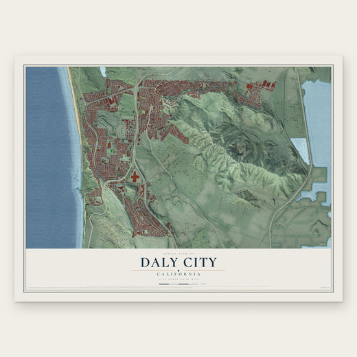 Daly City, California map print, the full design