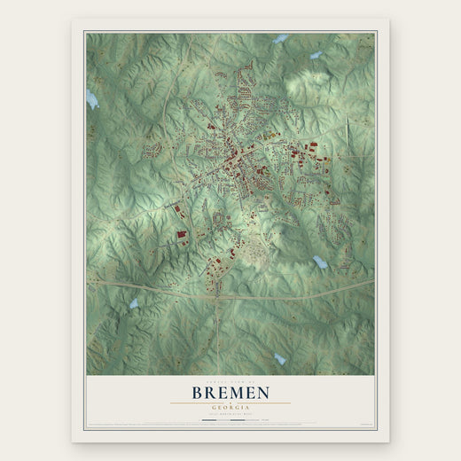 Bremen, Georgia map print, the full design