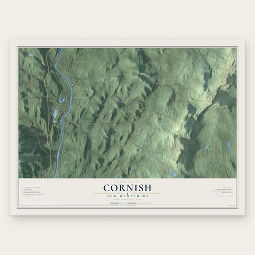 Cornish, New Hampshire map print, the full design