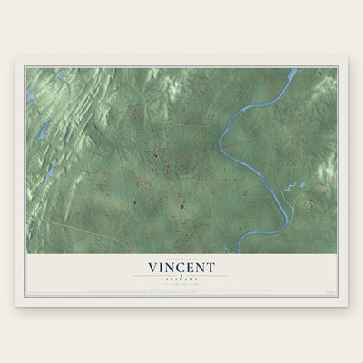 Vincent, Alabama map print, the full design